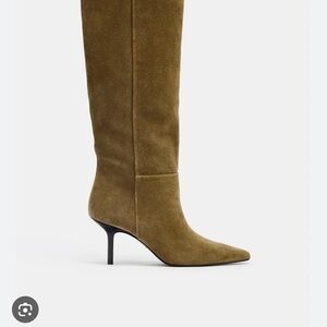 Zara suede kitten heel boot